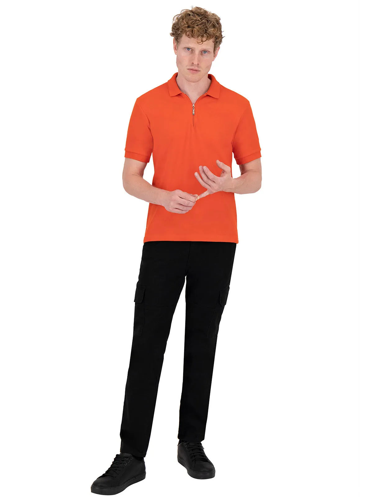 Playera Polo Con Cierre Holstone Slim Fit - Naranja