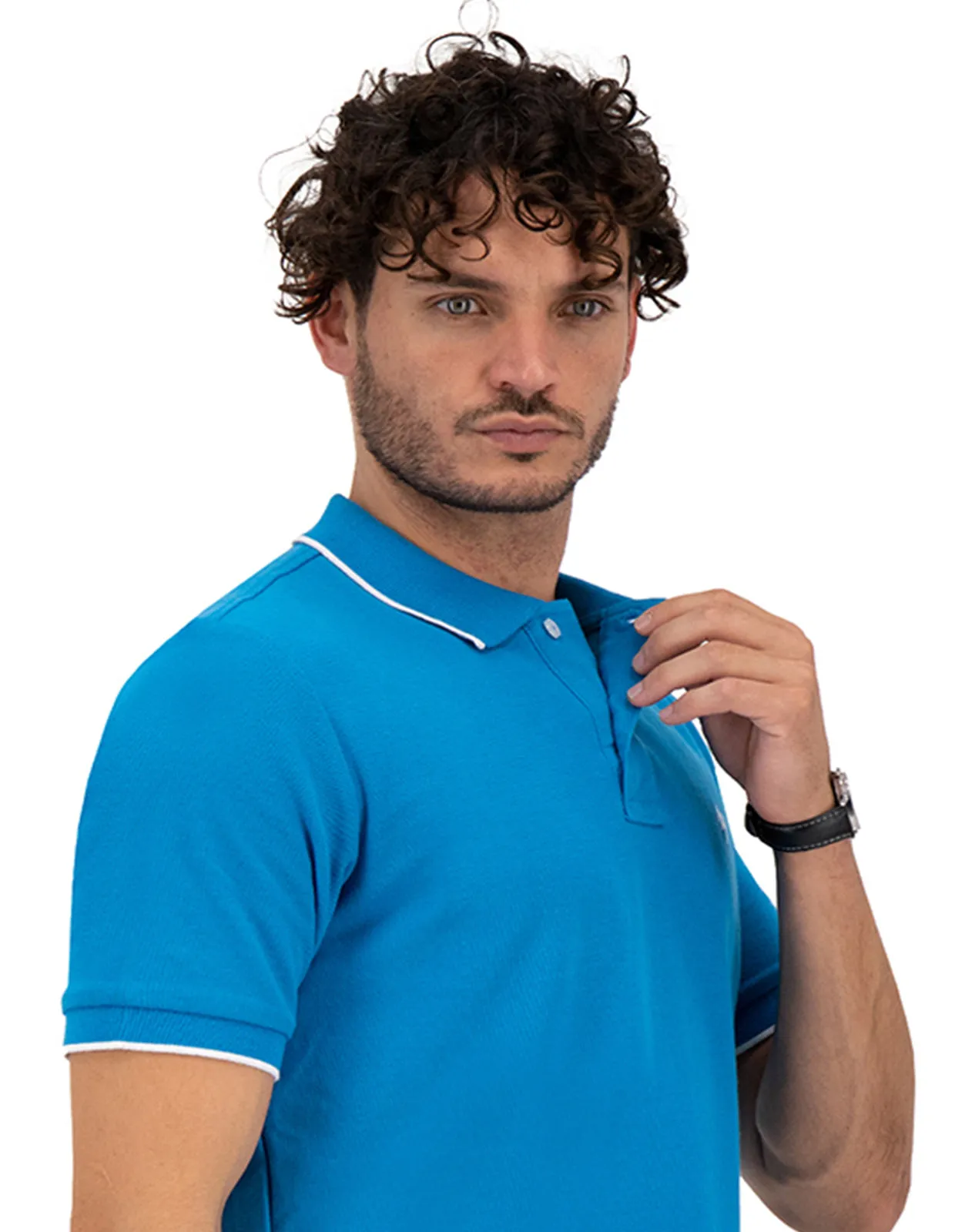 Playera Tipo Polo Regular Fit Para Hombre - Turquesa