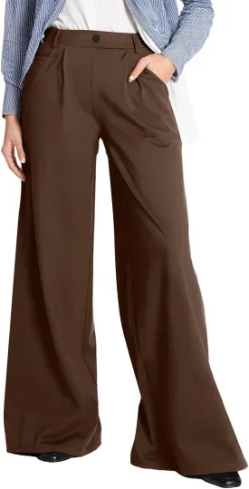 Plus Size Business Casual Pants for Women Wide Leg Dress Pants Palazzo Trousers for Office Work
