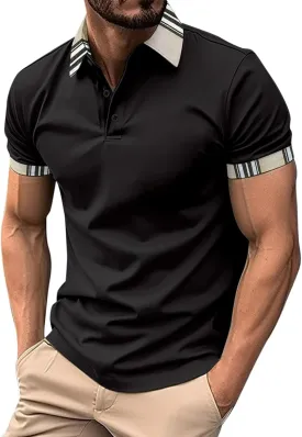 Polo Shirts for Men Short Sleeve Button Down Collar Gradient Tees Casual Business Work Tshirt Summer Golf Tops