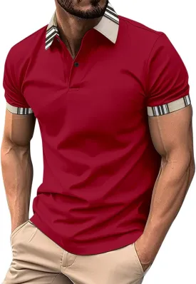 Polo Shirts for Men Short Sleeve Button Down Collar Gradient Tees Casual Business Work Tshirt Summer Golf Tops