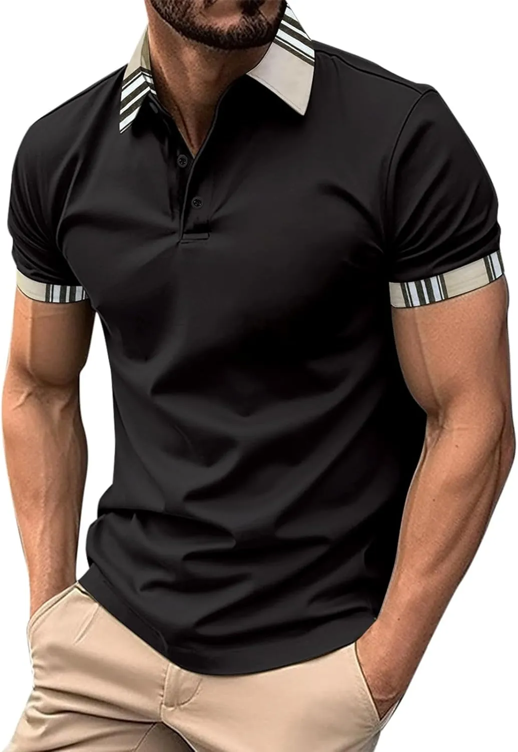 Polo Shirts for Men Short Sleeve Button Down Collar Gradient Tees Casual Business Work Tshirt Summer Golf Tops