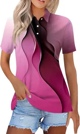 Polo Shirts for Women Short Sleeve Collared Work Tshirts Business Casual Button Down Blouses Summer Trendy Tops 2025