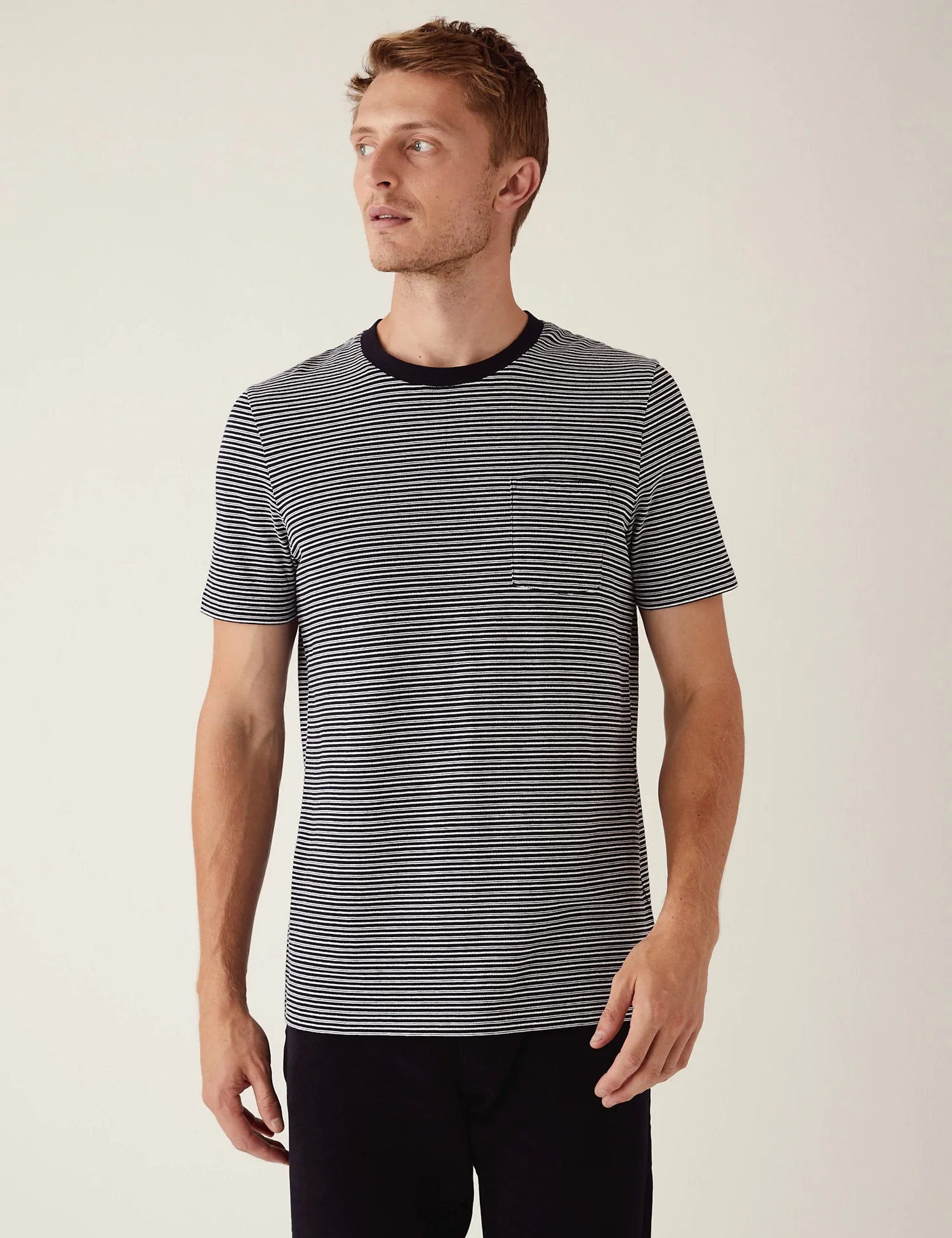 Pure Cotton Textured Striped T-Shirt