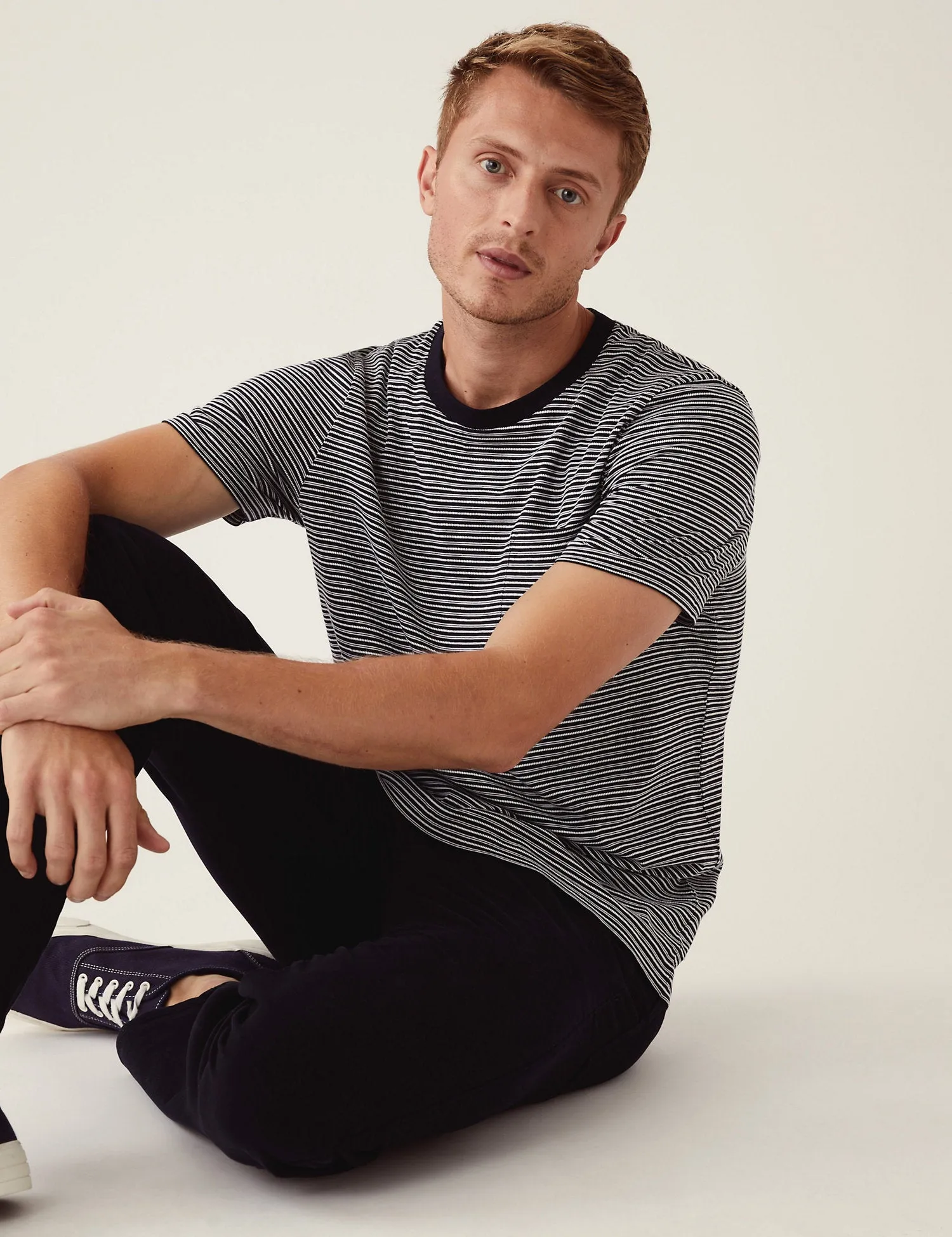 Pure Cotton Textured Striped T-Shirt