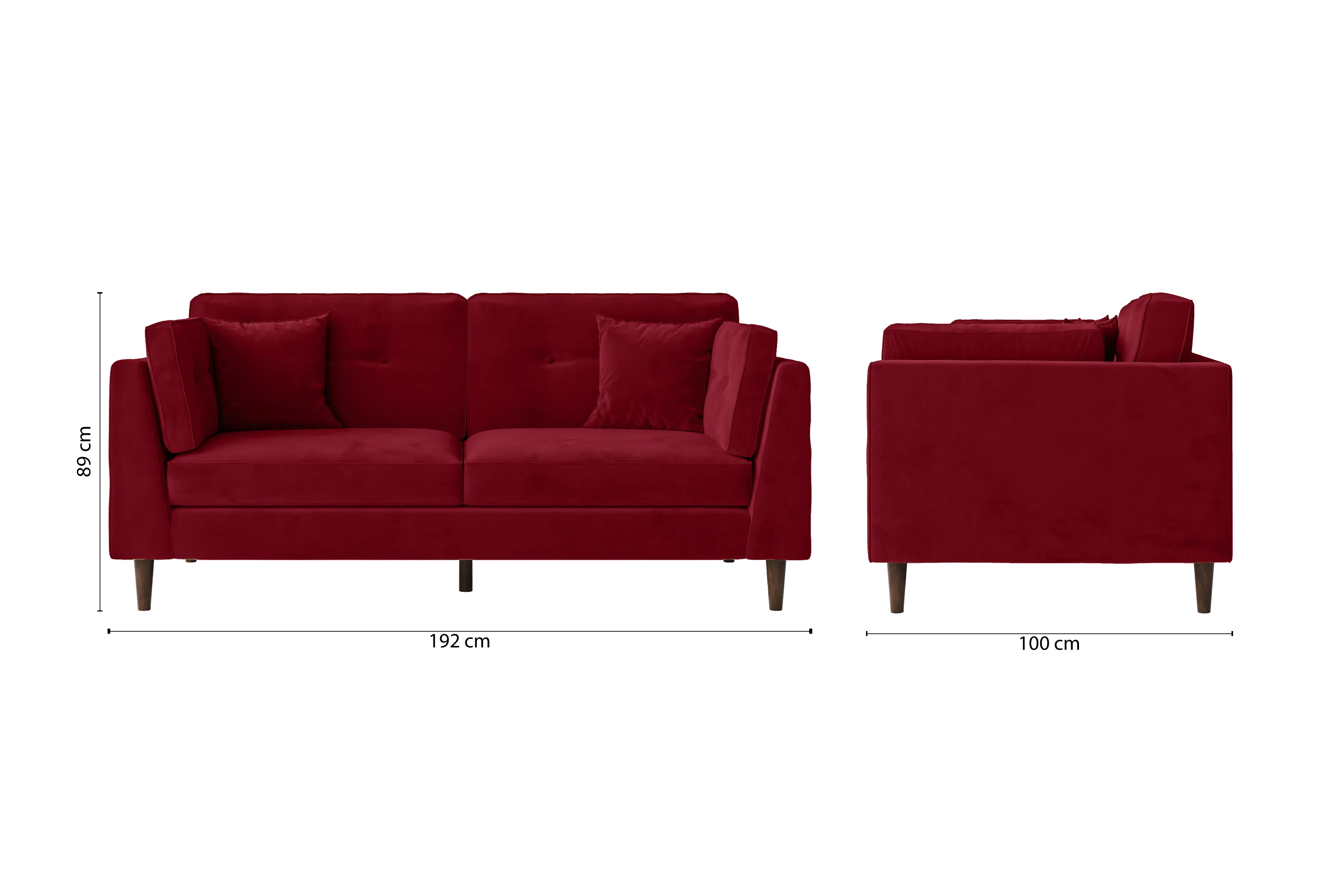 Ragusa 3 Seater Sofa Red Velvet