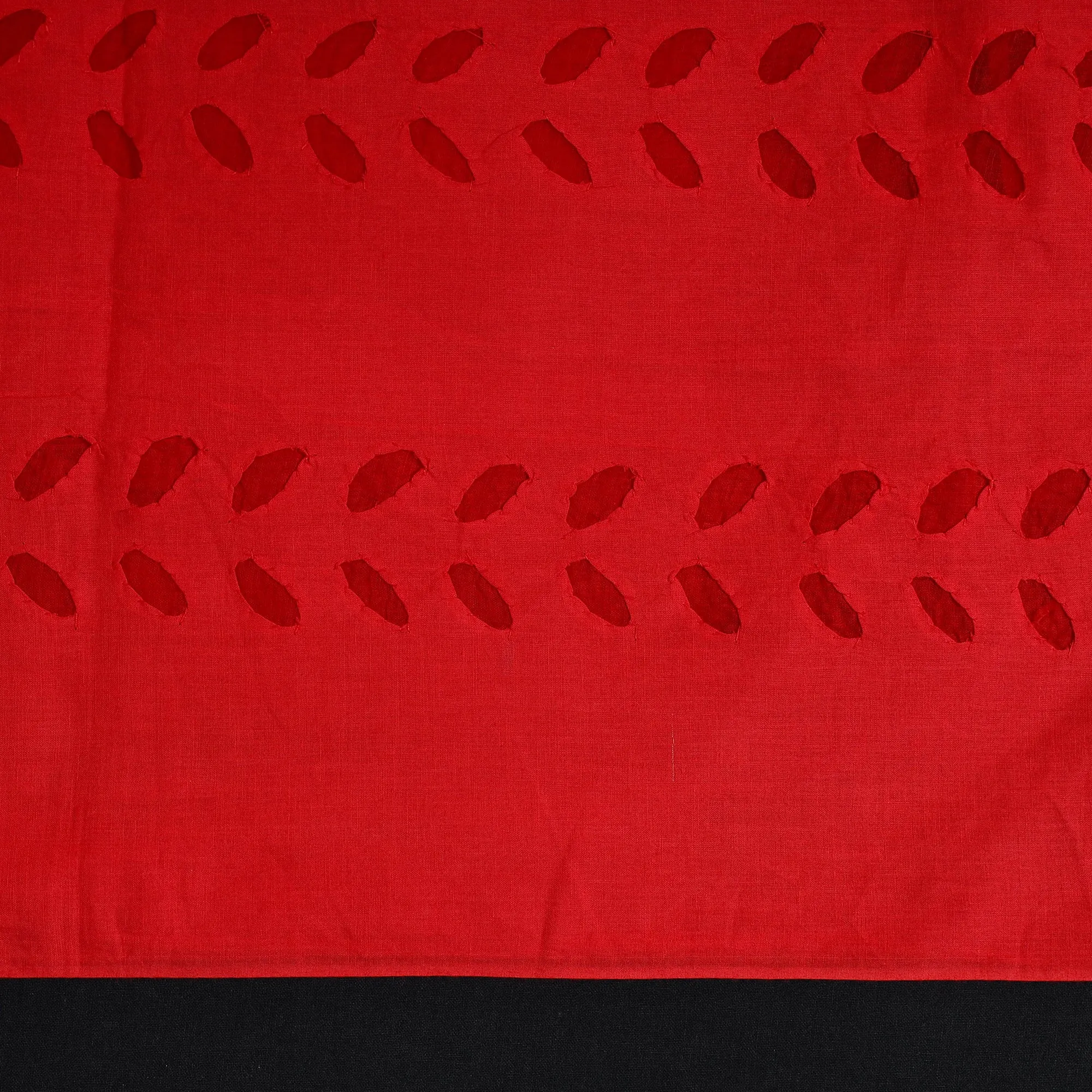 Red - 3pc Cut Work Cotton Barmer Applique Dress Material 16