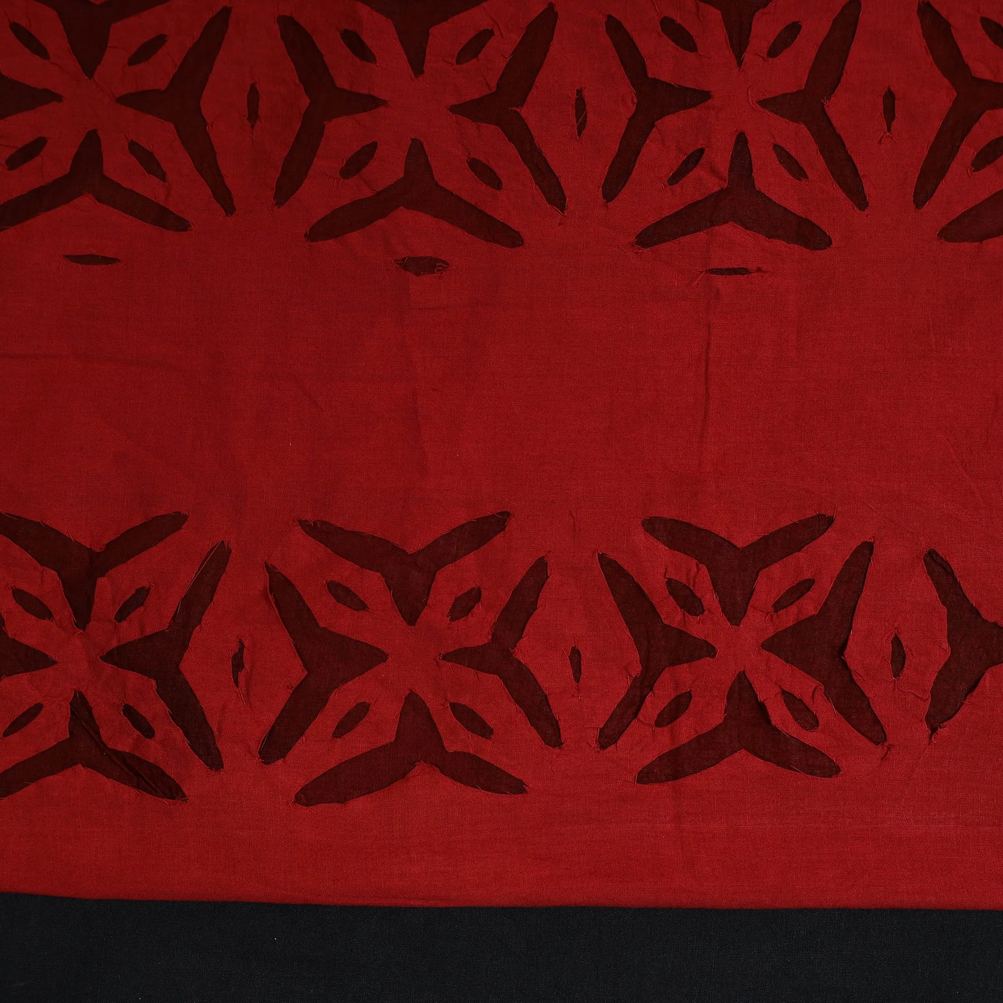 Red - 3pc Cut Work Cotton Barmer Applique Dress Material 38