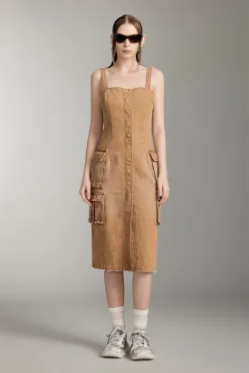 Retro Cargo Style Suspender Dress