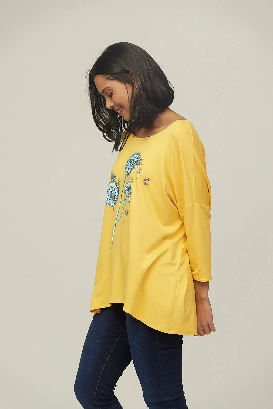 Saloos Dandelion Flower Front Print Top