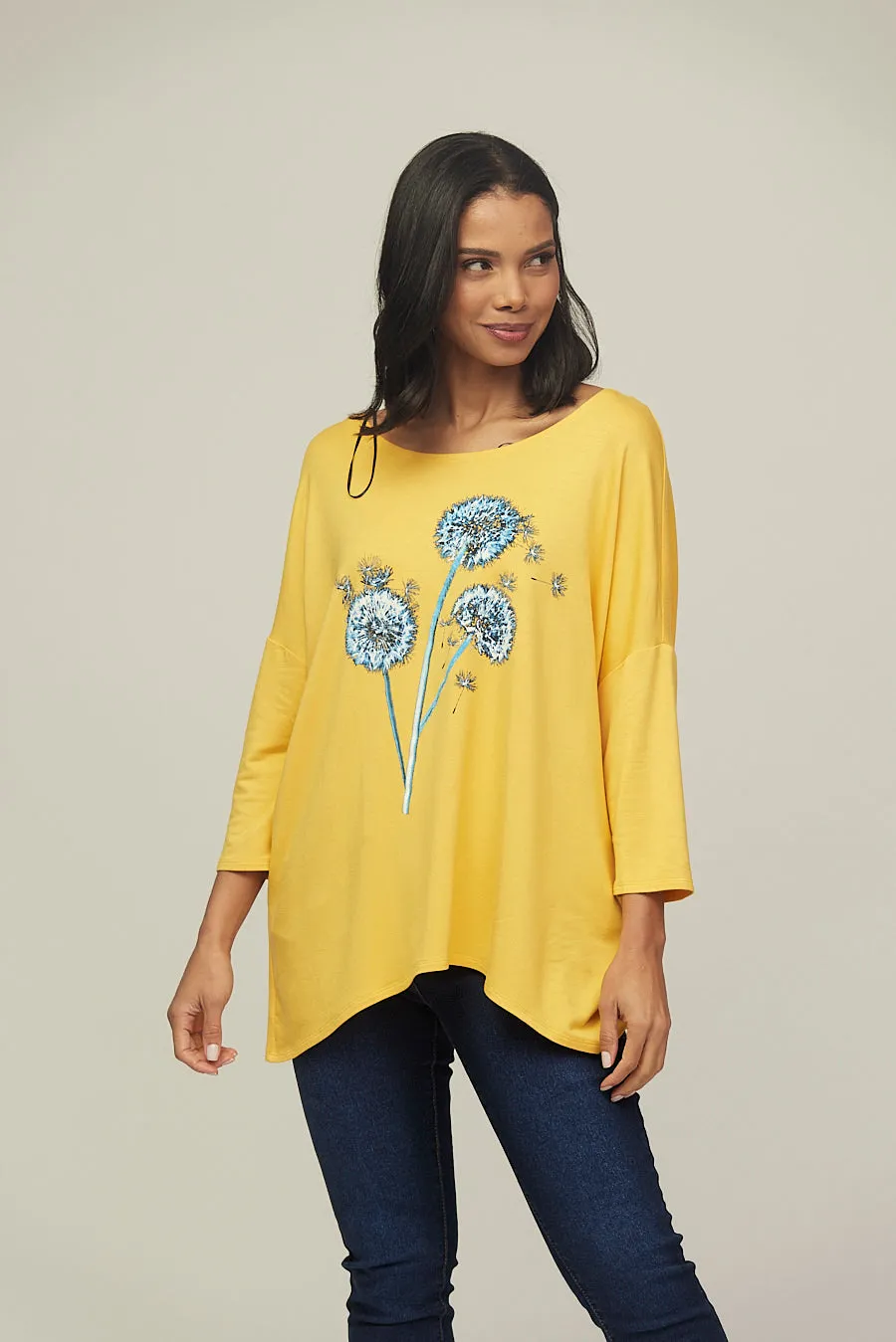 Saloos Dandelion Flower Front Print Top