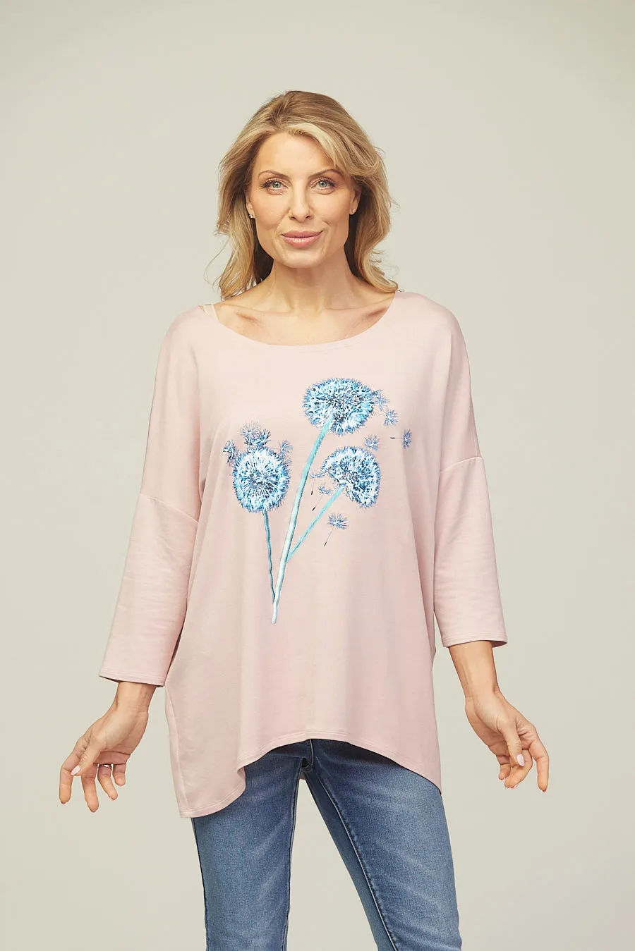 Saloos Dandelion Flower Front Print Top