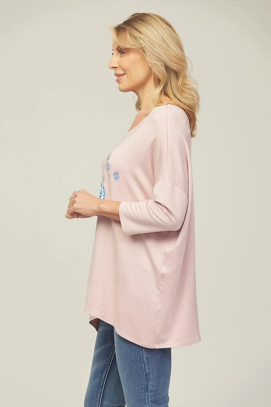 Saloos Dandelion Flower Front Print Top