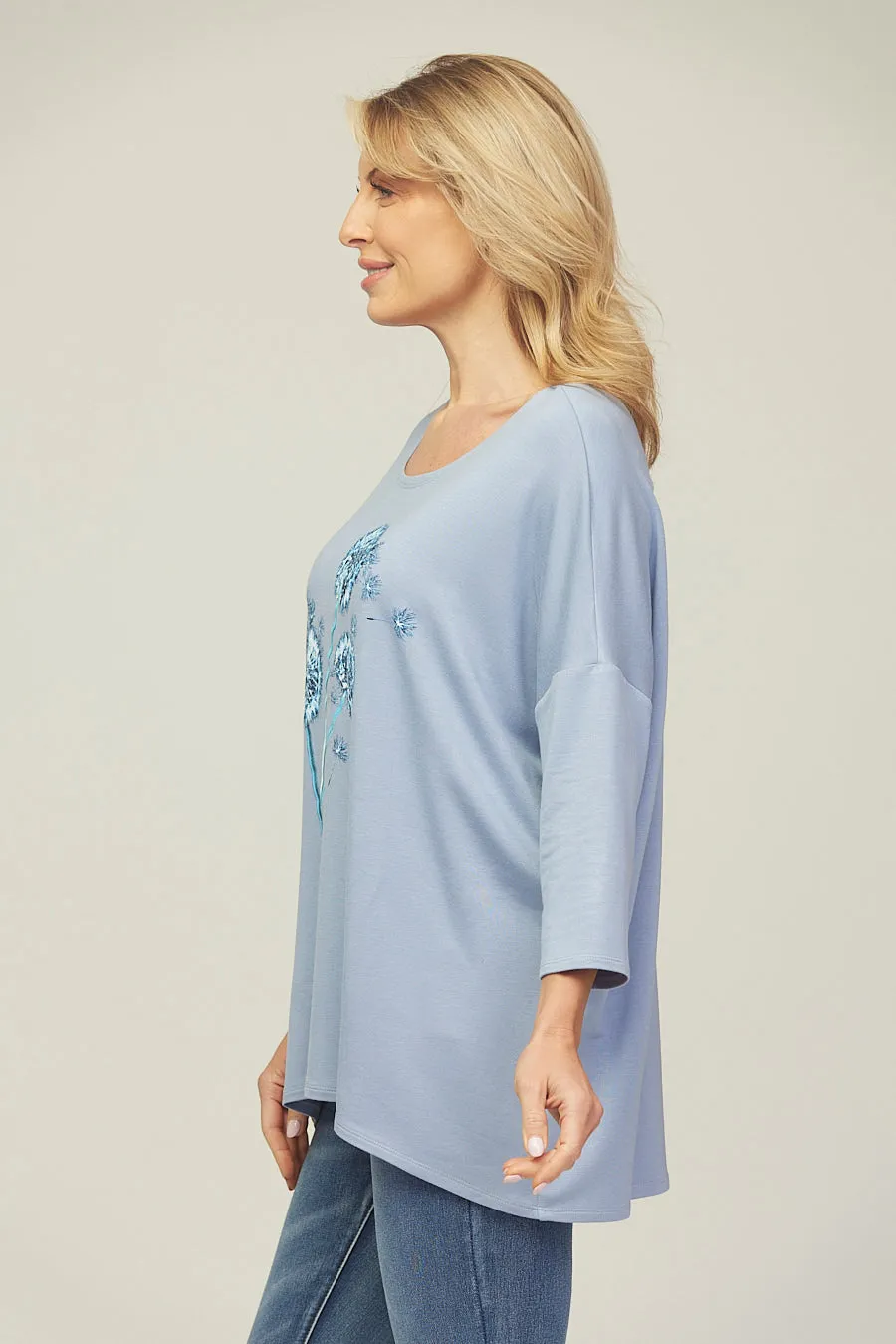Saloos Dandelion Flower Front Print Top