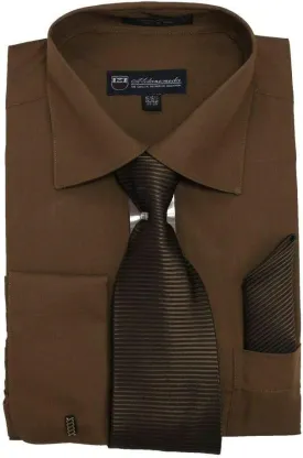 Solid Classic Dress Shirt with Tie, Hankie & French Cuffs SG27