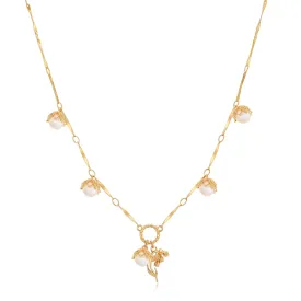 (Special Edition) Moonstone, Sunstone, Amethyst, Blue Topaz, Rose Quartz Gold Dangle Choker - Lily of the Valley