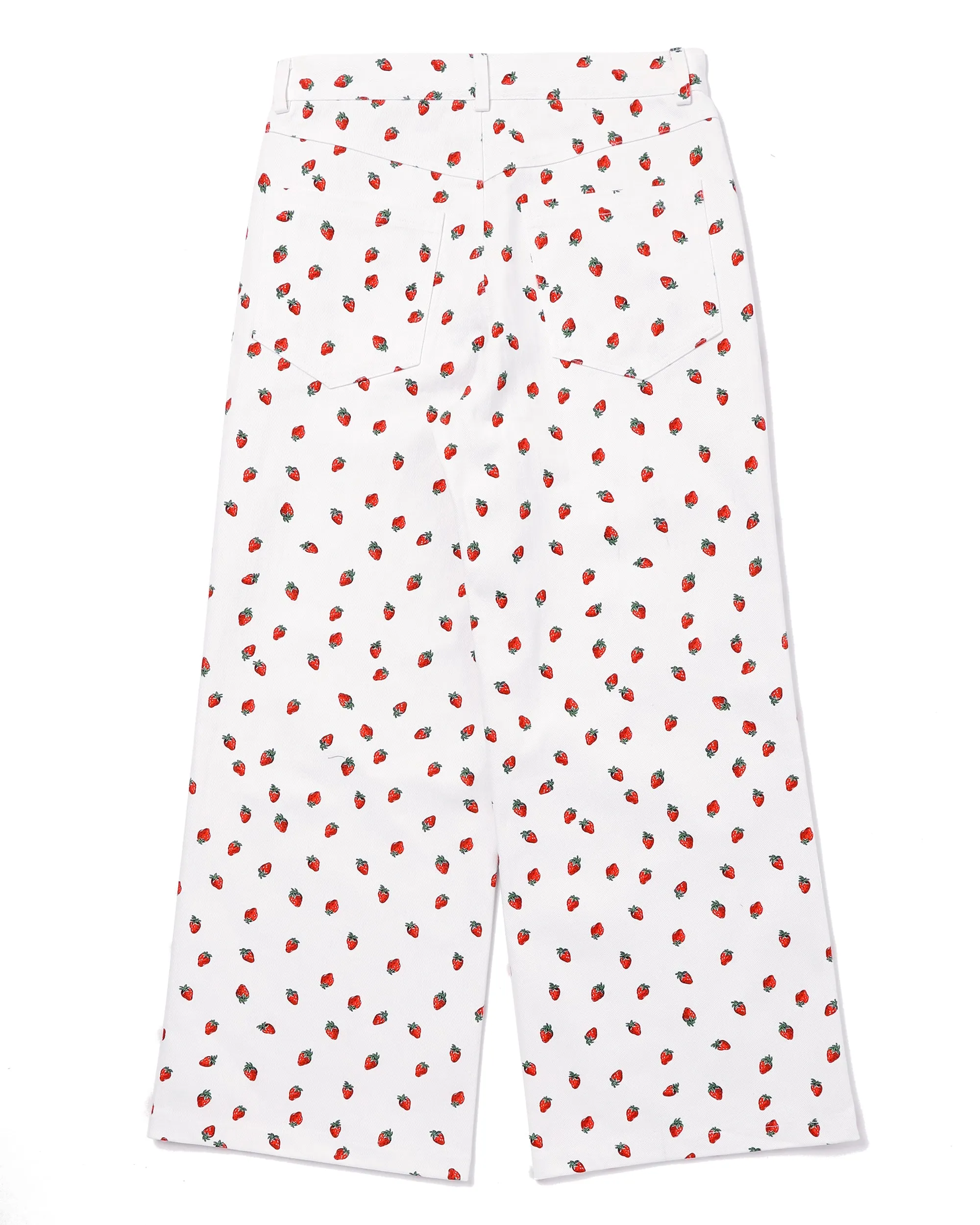 Strawberry denim pants (White)