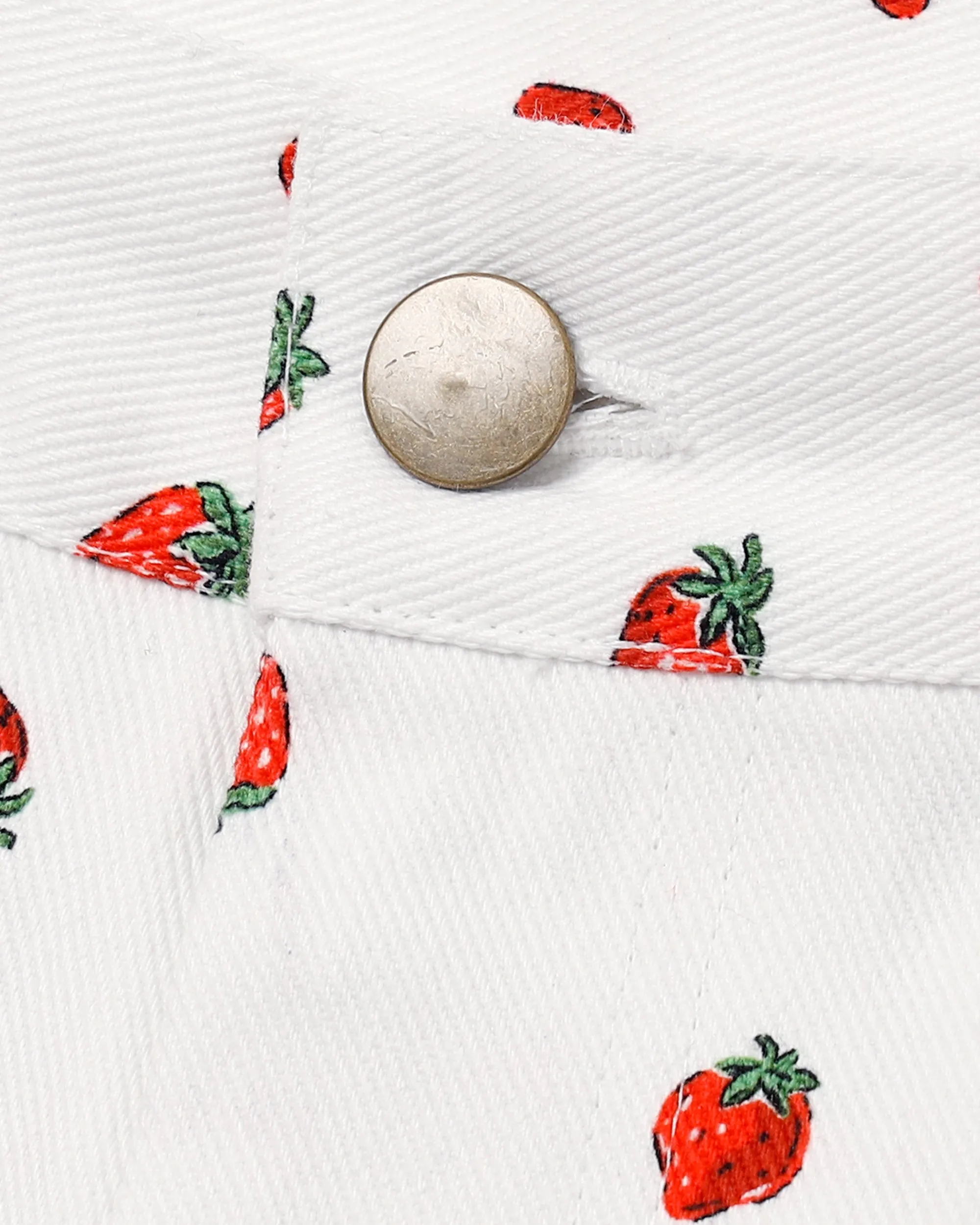 Strawberry denim pants (White)