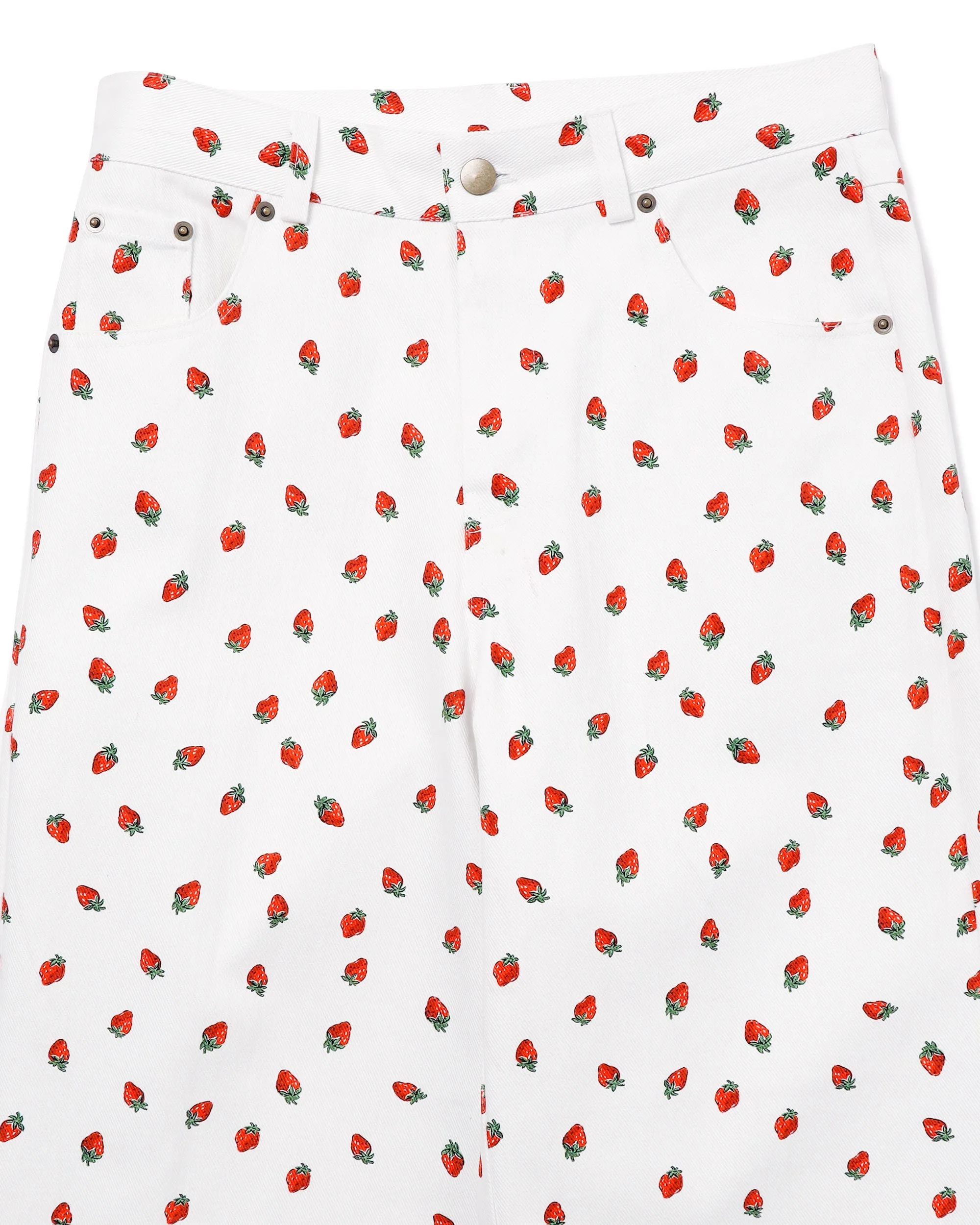 Strawberry denim pants (White)