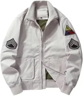 Tanker Style WWII US Military Cotton Jacket Green & Khaki - WW2 Fury Brad Pitt Bomber Cotton Jacket - US Army Tanker Jacket
