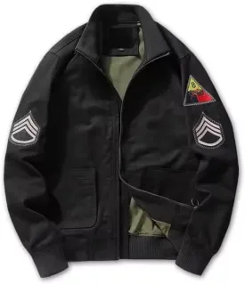 Tanker Style WWII US Military Cotton Jacket Green & Khaki - WW2 Fury Brad Pitt Bomber Cotton Jacket - US Army Tanker Jacket
