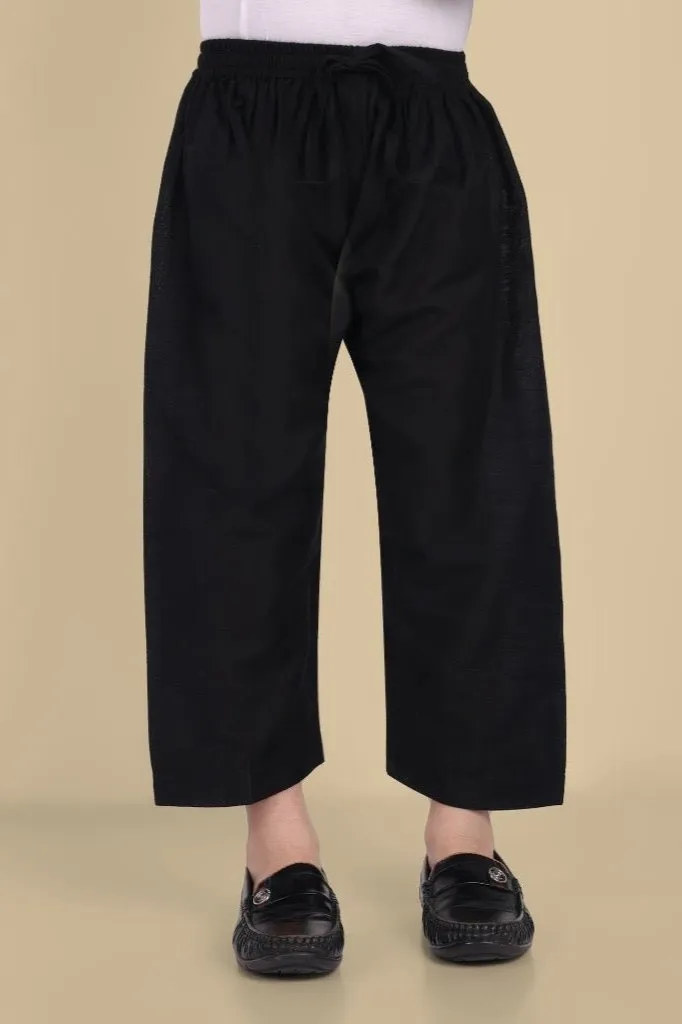 Textured Cotton Silk Black Pathani - Set of 2