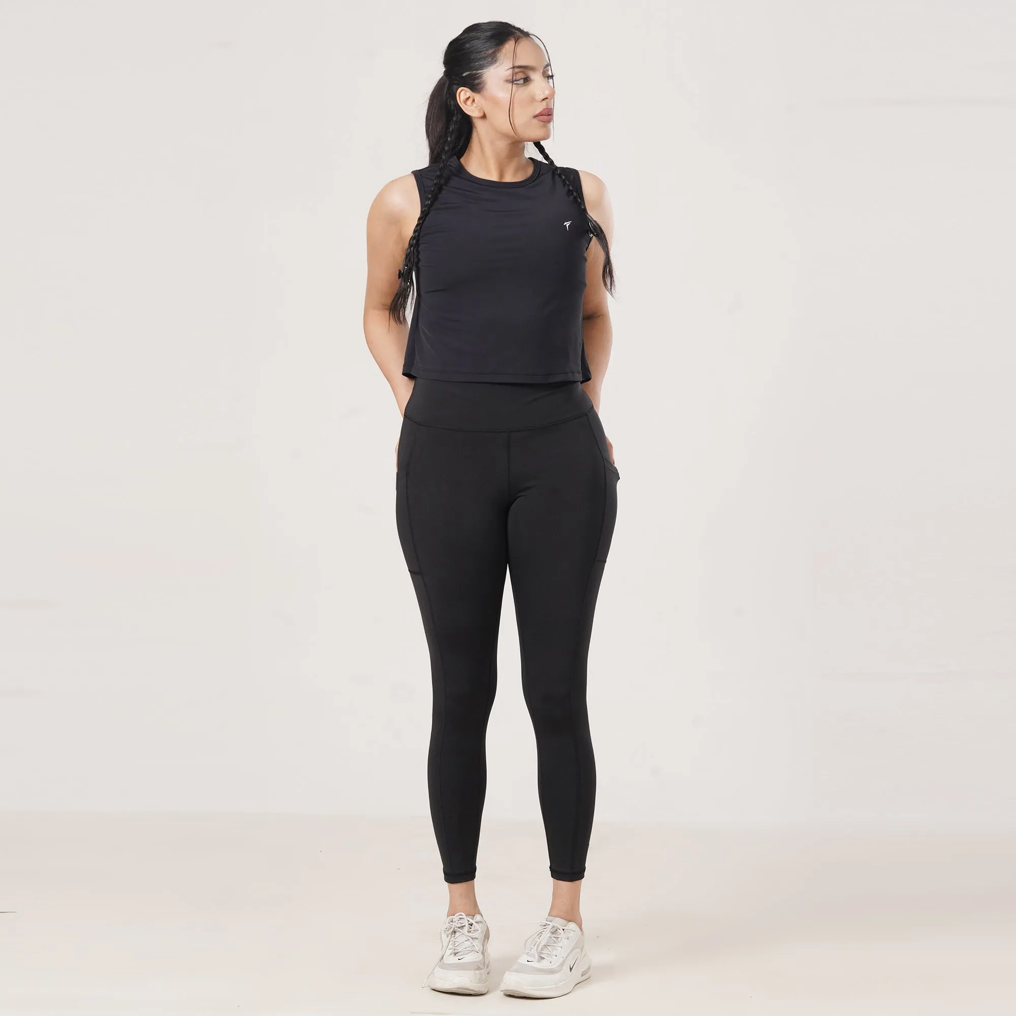 Tf-Ultra Premium Black Women Sleeveless Top