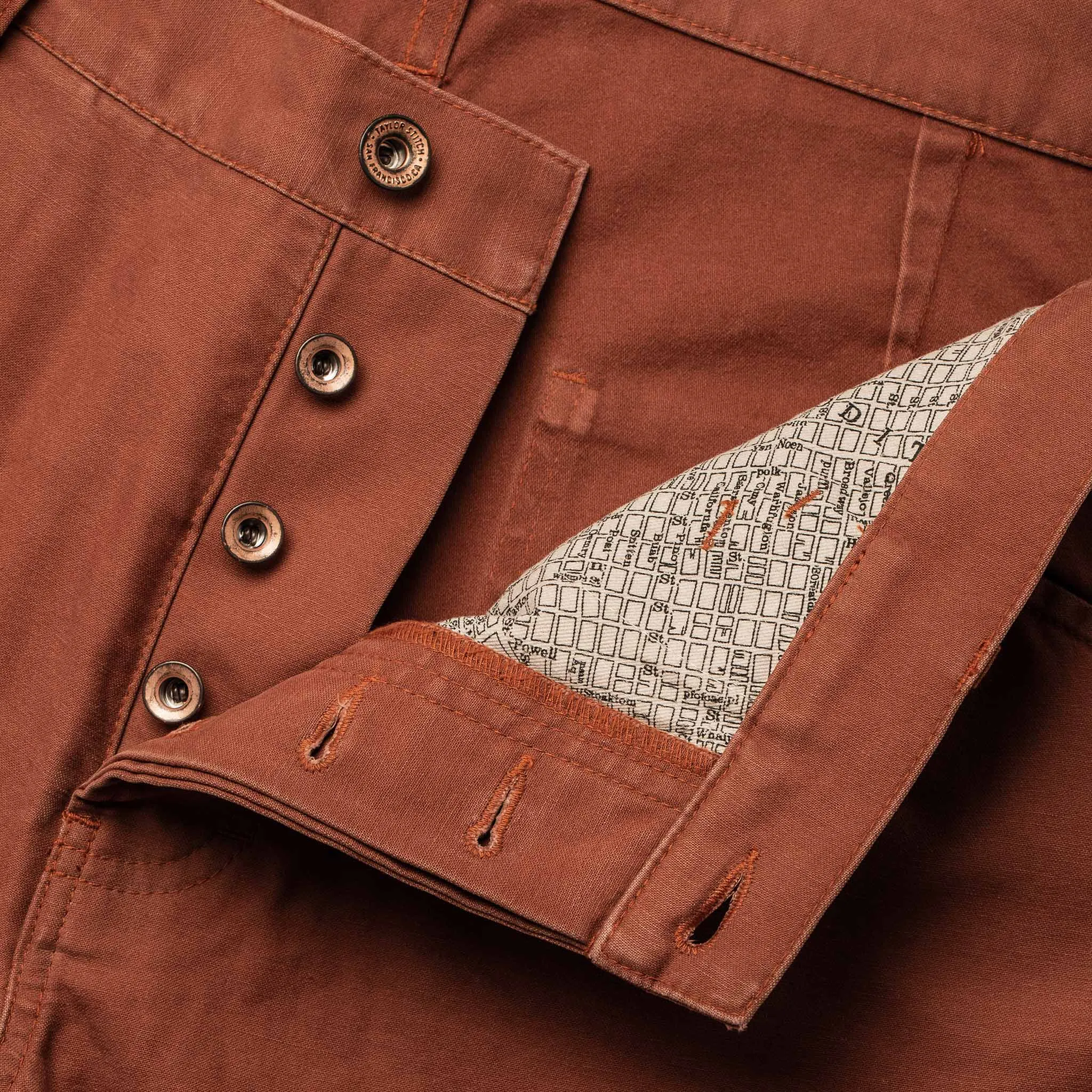 The Camp Pant in Rust Reverse Sateen