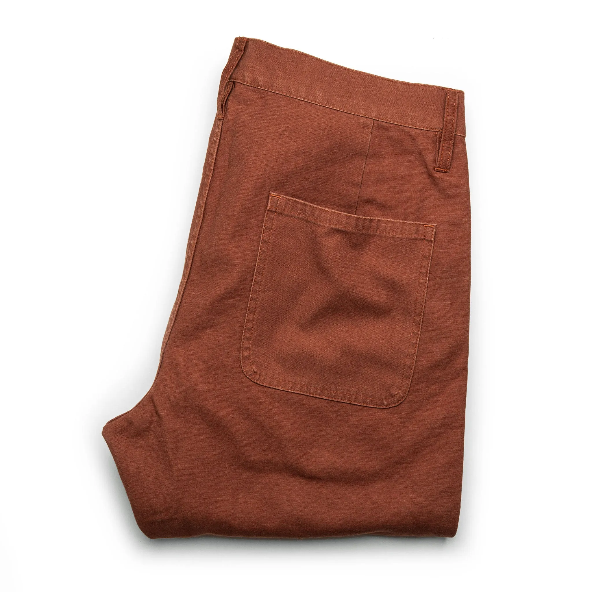 The Camp Pant in Rust Reverse Sateen