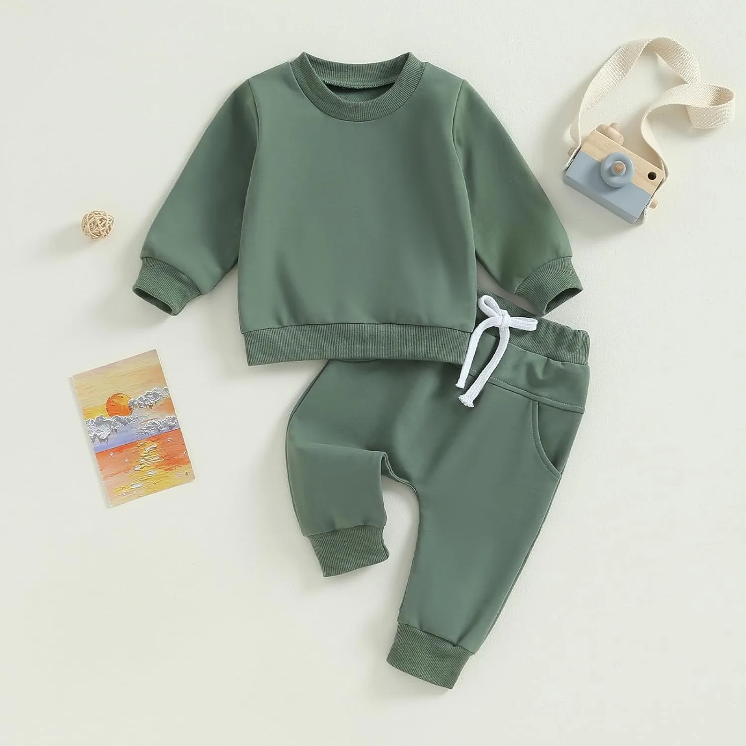 Tiaham Baby Boy Clothes Girl Outfits Fashion Sweatshirt Sweat Pant Kids Toddler Tops Pant Sets