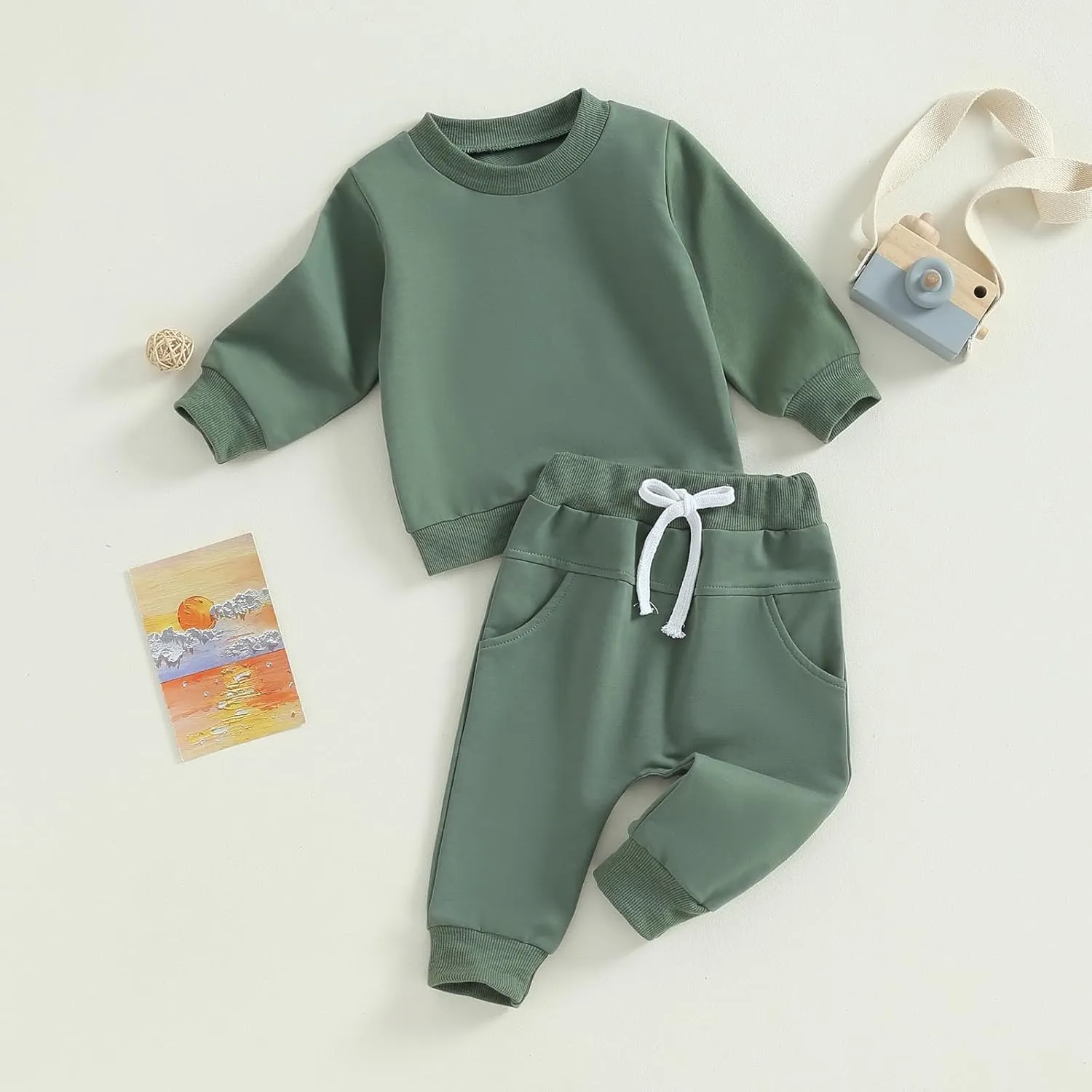 Tiaham Baby Boy Clothes Girl Outfits Fashion Sweatshirt Sweat Pant Kids Toddler Tops Pant Sets