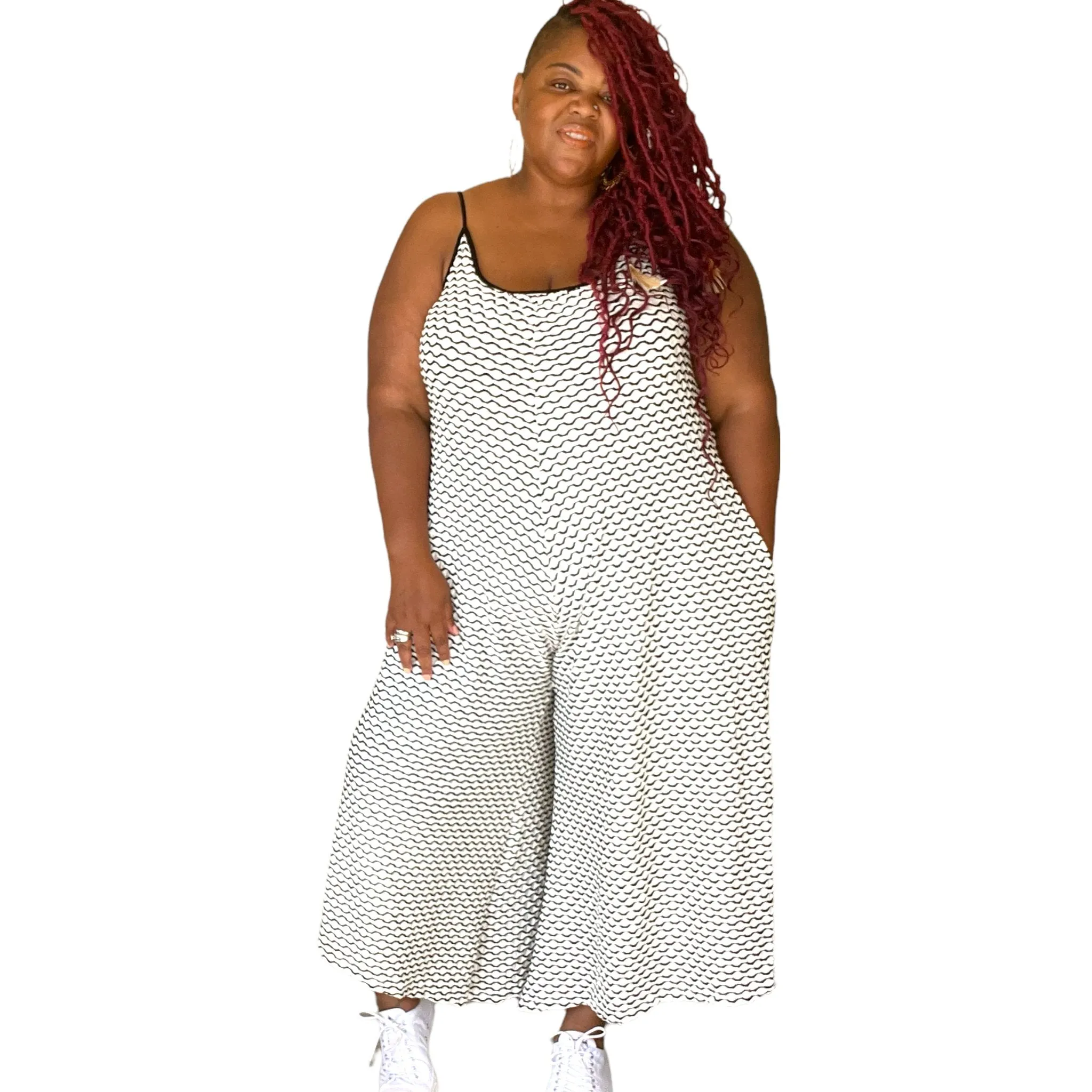 White Black Plus Size Wide Leg Jumpsuits