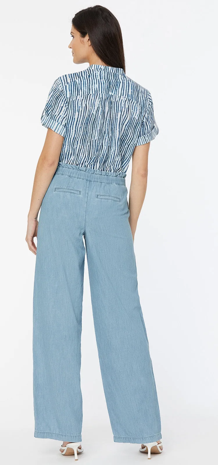 Wide Leg Trouser Lichtblauw Chambray | Light Stone