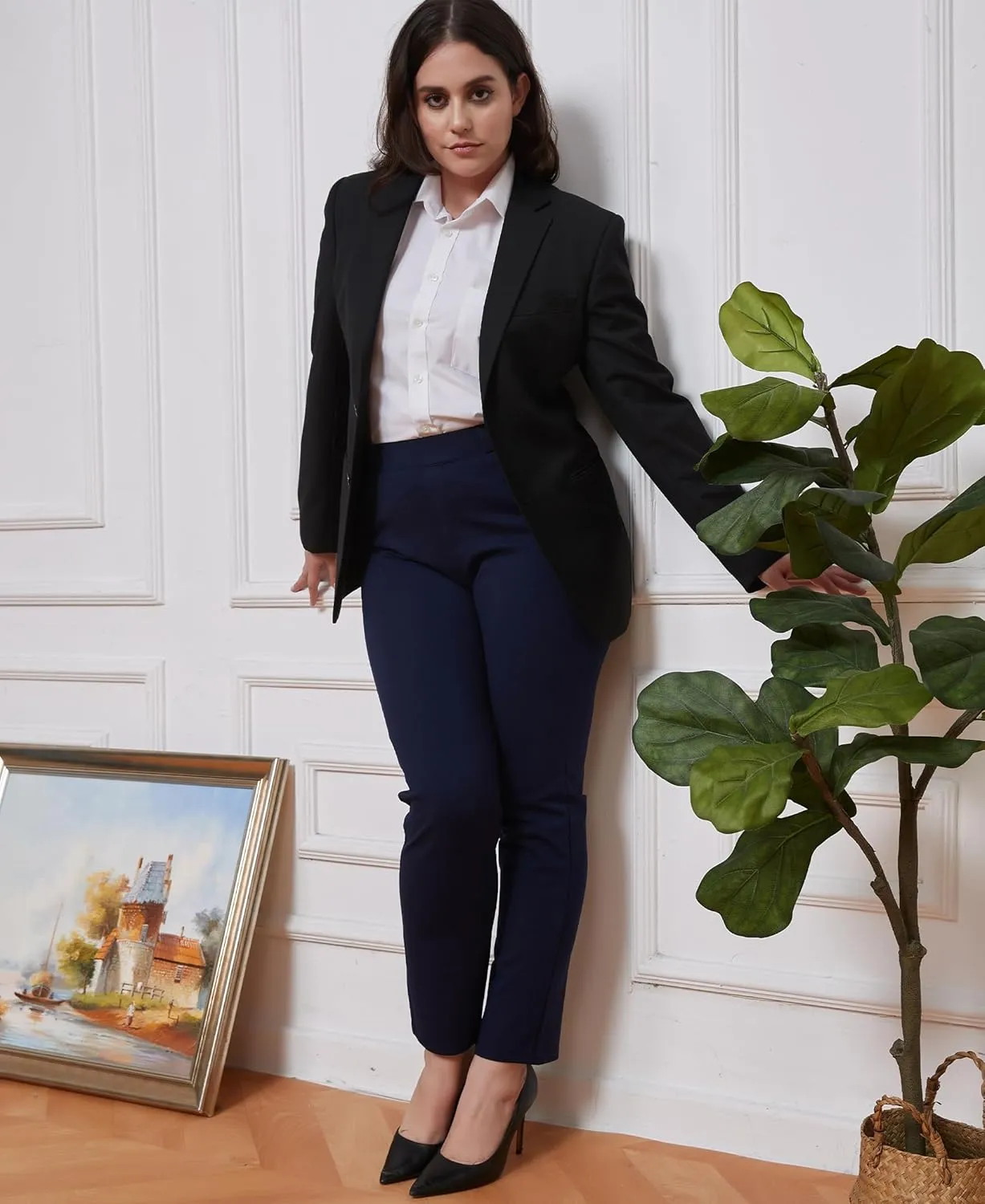 Women's Dress Pants for Work Pull On Stretch Business Casual Trousers