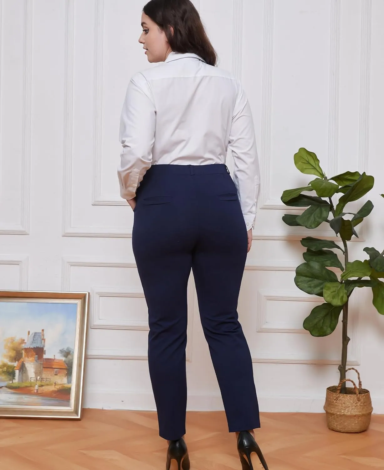 Women's Dress Pants for Work Pull On Stretch Business Casual Trousers