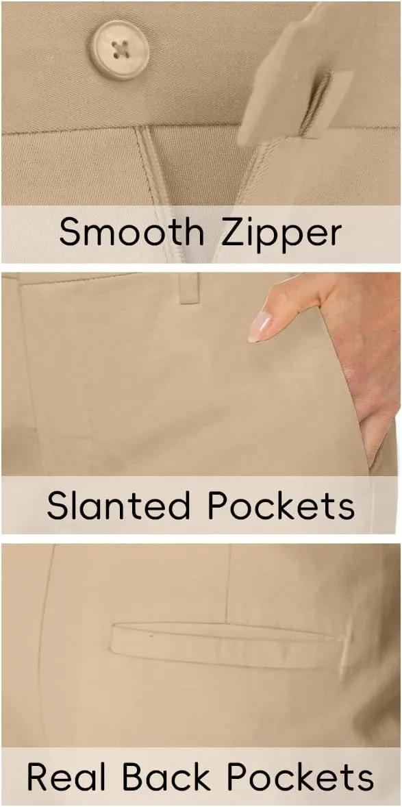 Womens Dress Pants High Stretch Straight Leg Black Pants for Work Business Casual with Pockets