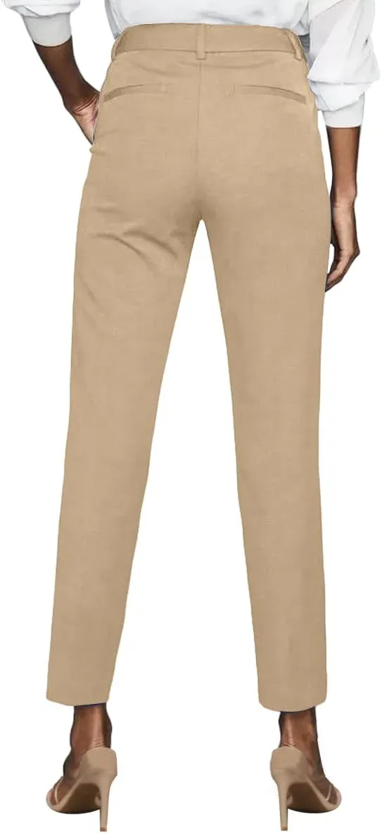 Womens Dress Pants High Stretch Straight Leg Black Pants for Work Business Casual with Pockets