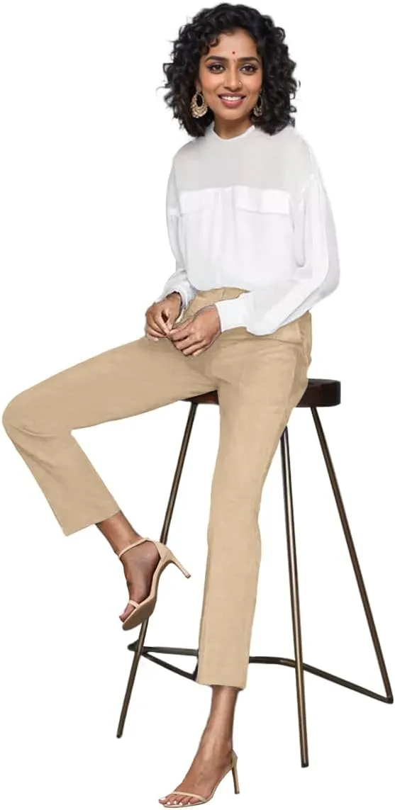 Womens Dress Pants High Stretch Straight Leg Black Pants for Work Business Casual with Pockets