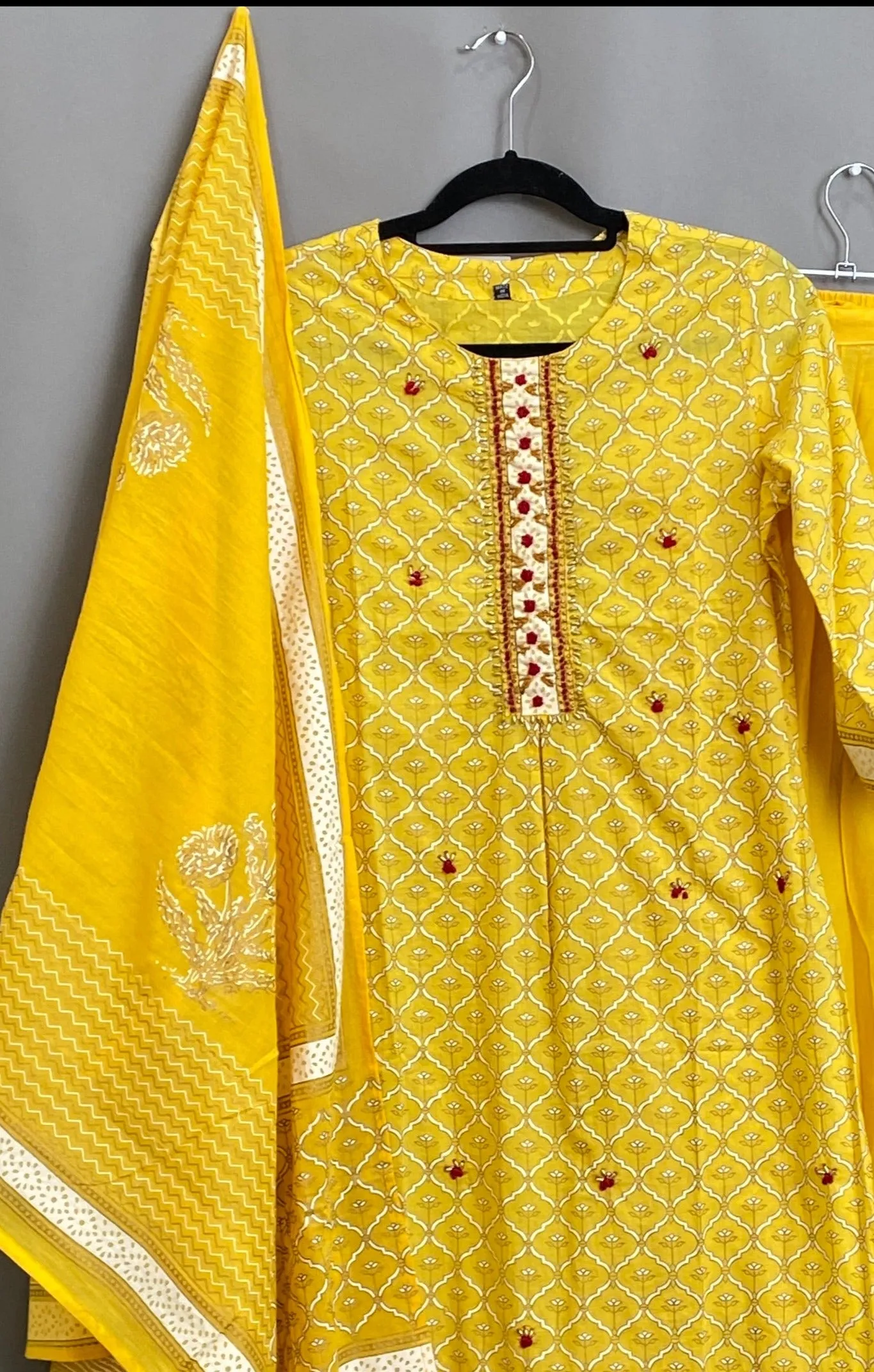 Yellow Kurta, Pants & Dupatta set