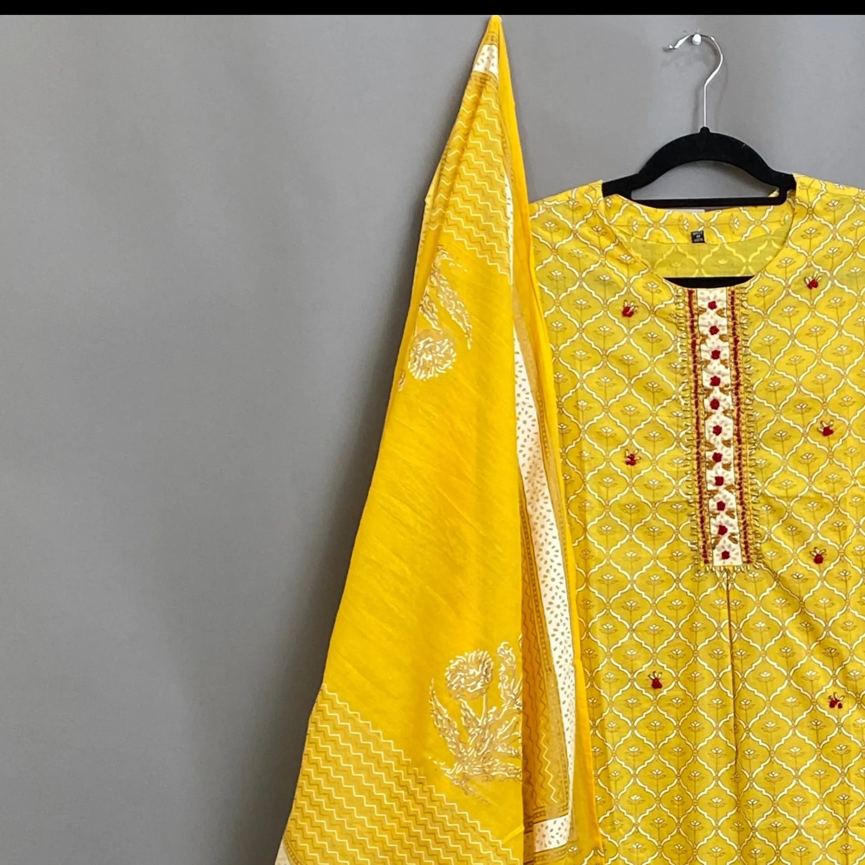 Yellow Kurta, Pants & Dupatta set